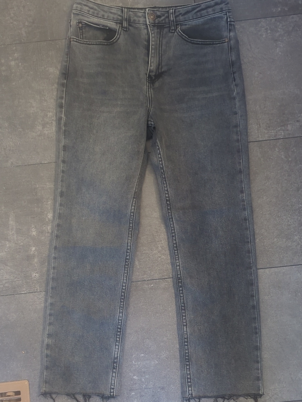 Gray Straight-Leg Jeans